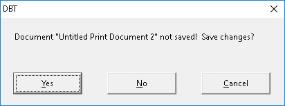 Image showing Save confirmation dialog with three buttons. Yes, No and Cancel.